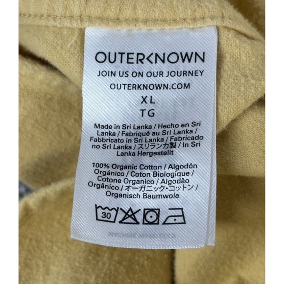 Outerknown Button Up Shirt XL Yellow Offshore Heavywight Chamois Organic Cotton - Picture 5 of 10
